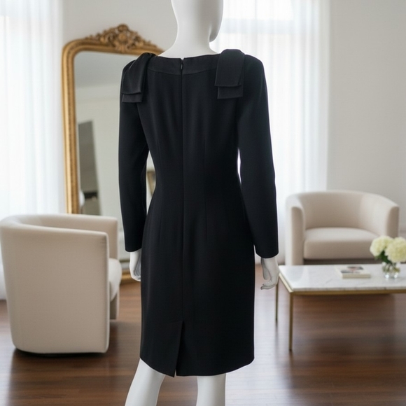 Liz Claiborne Black Structured Shoulder Dress – Size 6, Like New - Picture 3 of 9